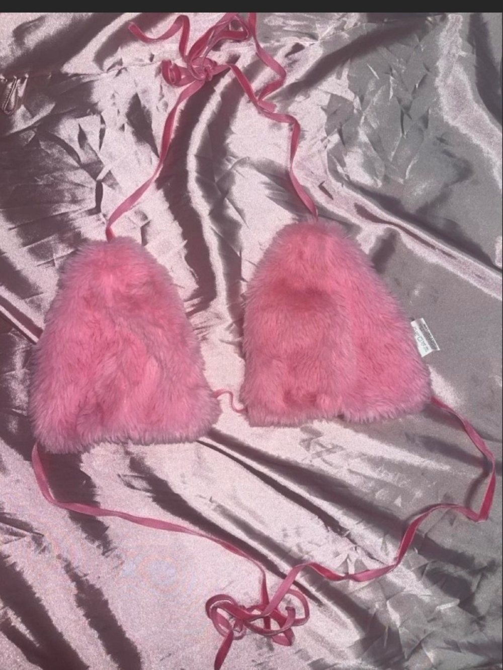 Pink Furry Bra